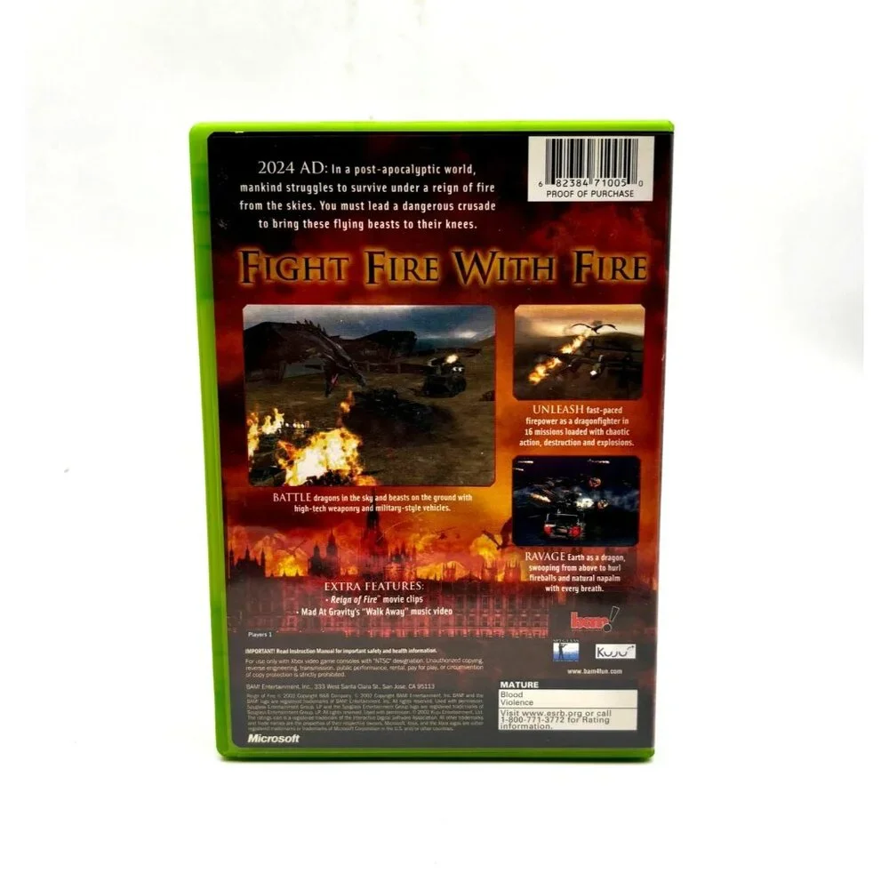 Reign Of Fire Xbox Game Complete With Manual Tested Bam! Entertainment